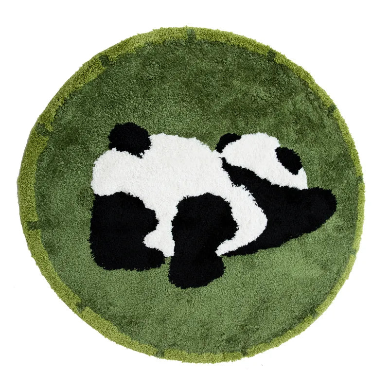 Cute Panda Round Faux Cashmere Rug – Ultra-Soft Plush Flannel Area Rug for Nursery, Living Room & Bedroom