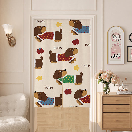 Playful puppy Door Curtain
