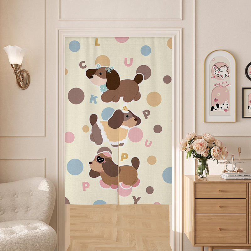 Colorful Bubble Puppy Door Curtain