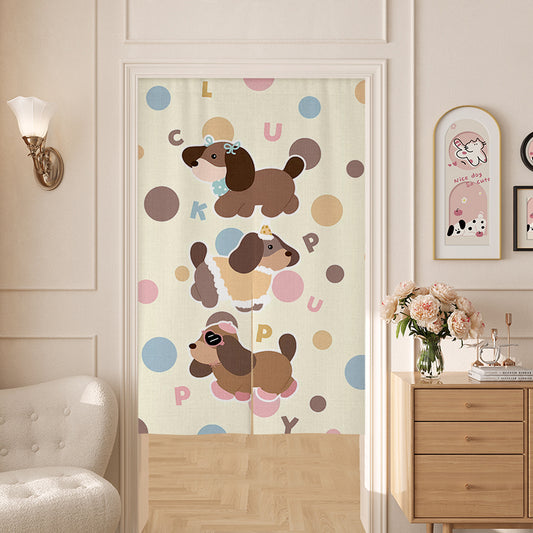 Colorful Bubble Puppy Door Curtain