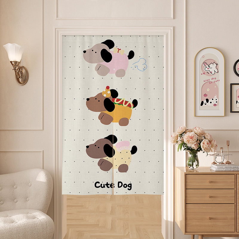 Dot background cute puppy Door Curtain