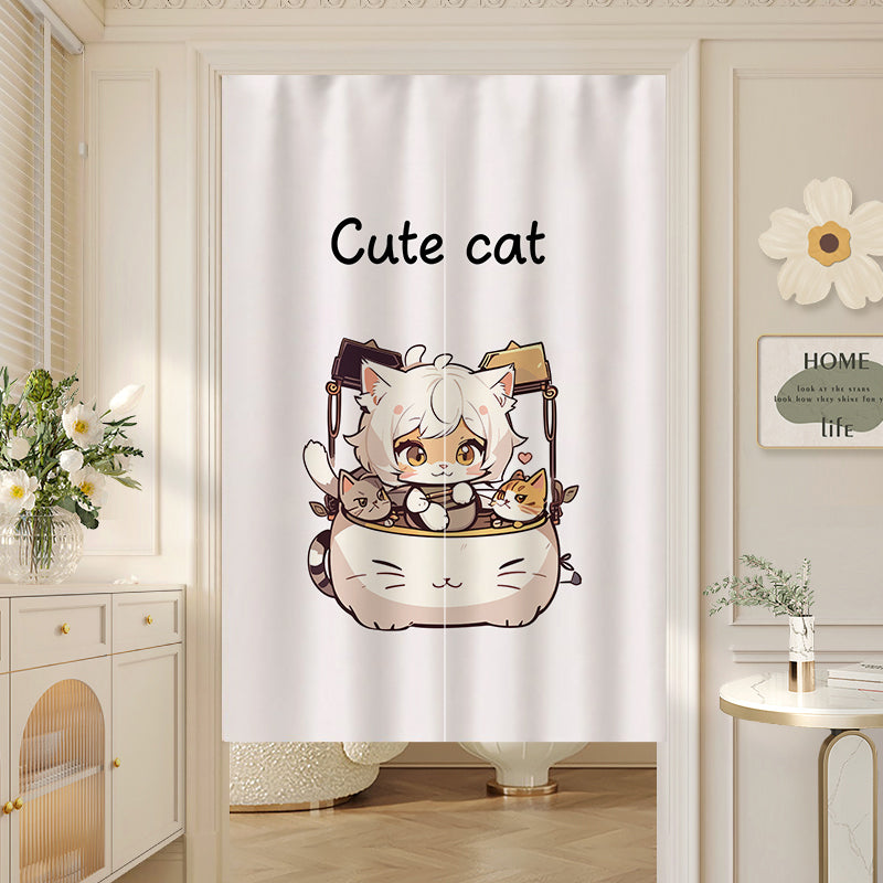 Cute cat on white background Door Curtain