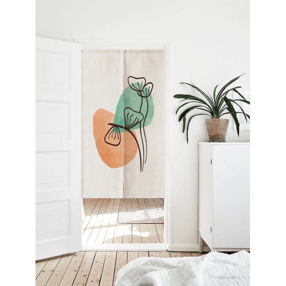 Orange &amp; Green Water Drop Pattern Door Curtain image 0