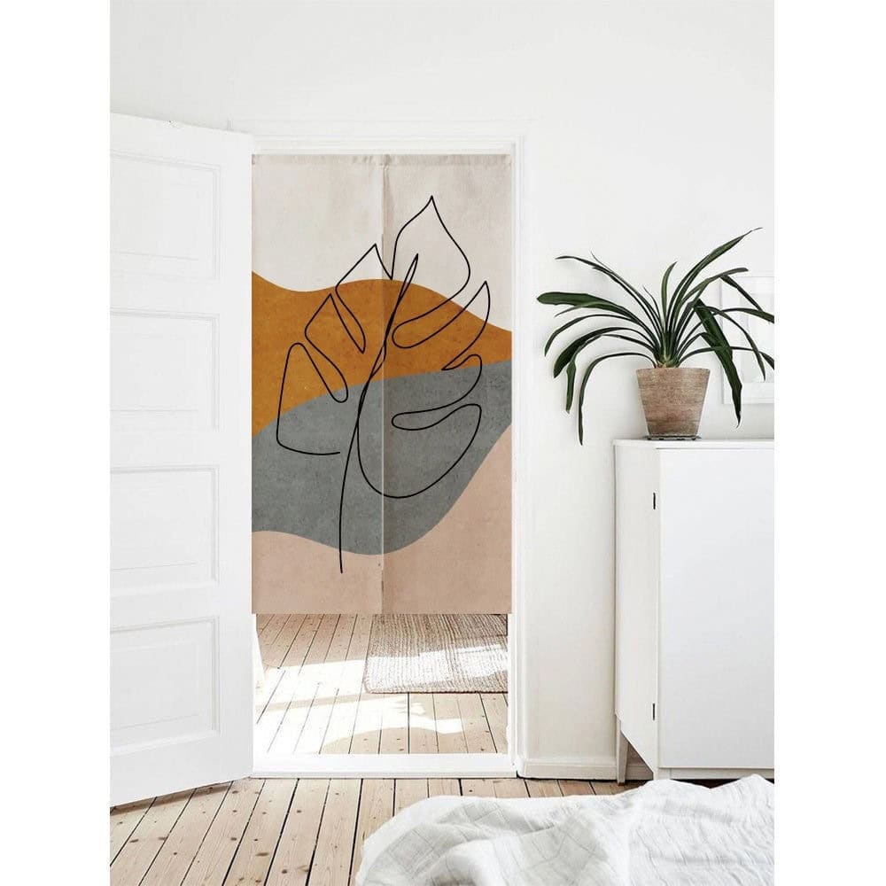 Dry Leaf Pattern Watercolour Art Doorway Noren Curtain image 0