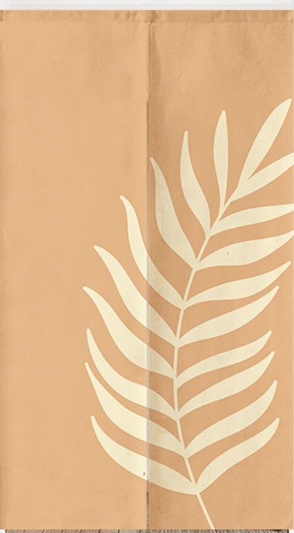 Hand Drawn Pastel Leaves Pattern Doorway Noren Curtain image 1