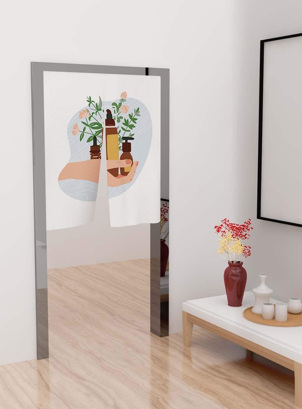 Flower Bunch Print Doorway Noren Curtain image 1