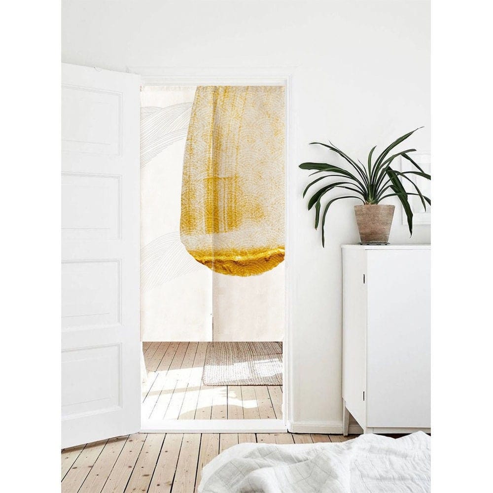 Japanese Watercolour Golden Pattern Doorway Noren Curtain image 0