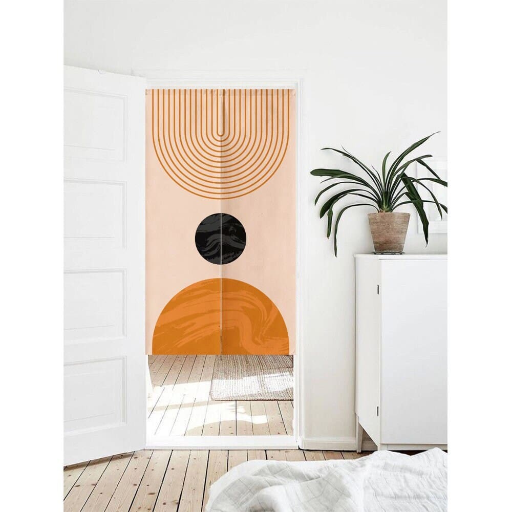 Orange semicircle pattern Doorway Curtain Noren image 0
