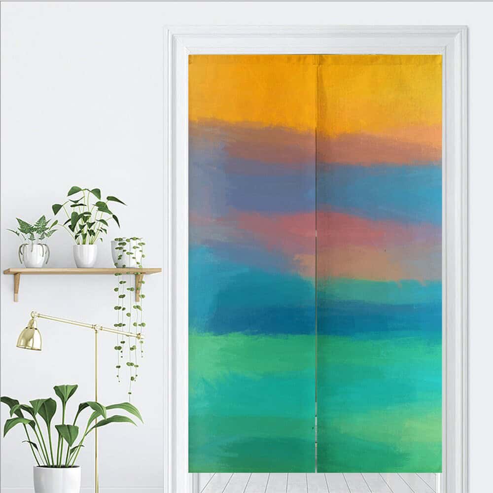 Abstract Bold Colour Blocks Art Print Doorway Curtain Noren image 1