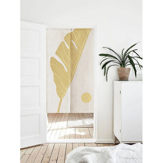 Pastel Natural Color Leaf Art Print Doorway Curtain Noren image 0
