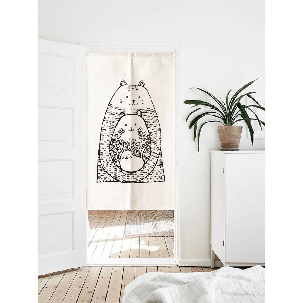 Cat sketches Doorway Curtain Noren image 0