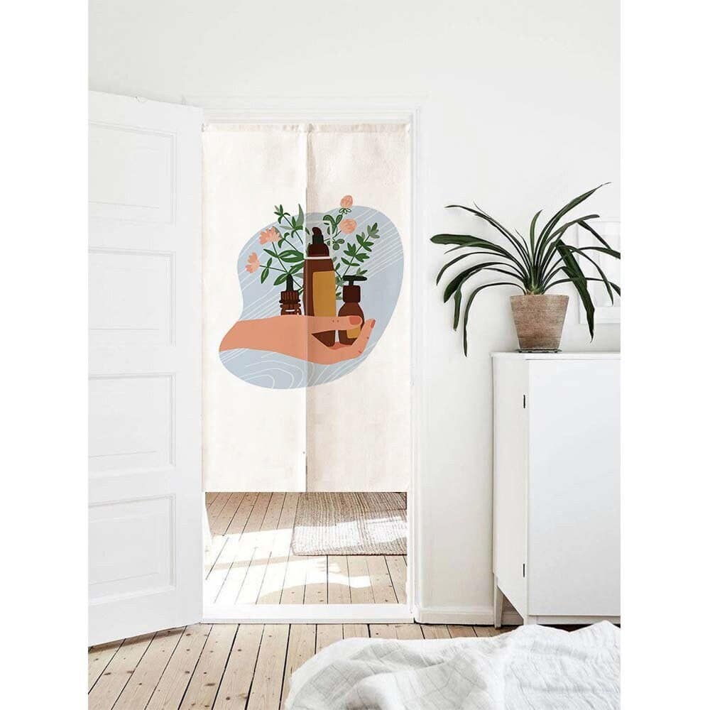 Flower Bunch Print Doorway Noren Curtain image 0