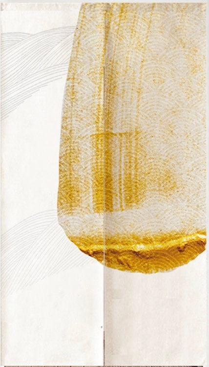 Japanese Watercolour Golden Pattern Doorway Noren Curtain image 1