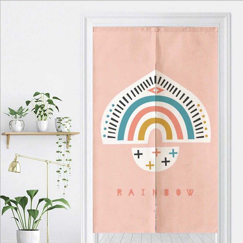 Aesthetic Cute Abstract Rainbow Art Print Doorway Curtain Noren image 1