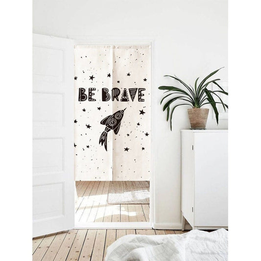 Unique Hand Drawn Be Brave Art Print Doorway Curtain Noren image 0