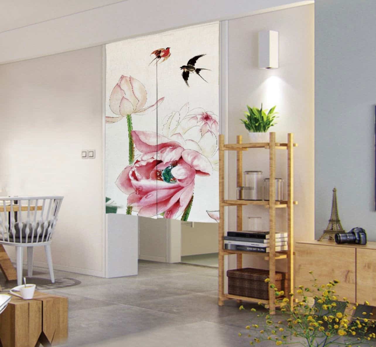 Lotus Floral Doorway Noren Curtain image 0