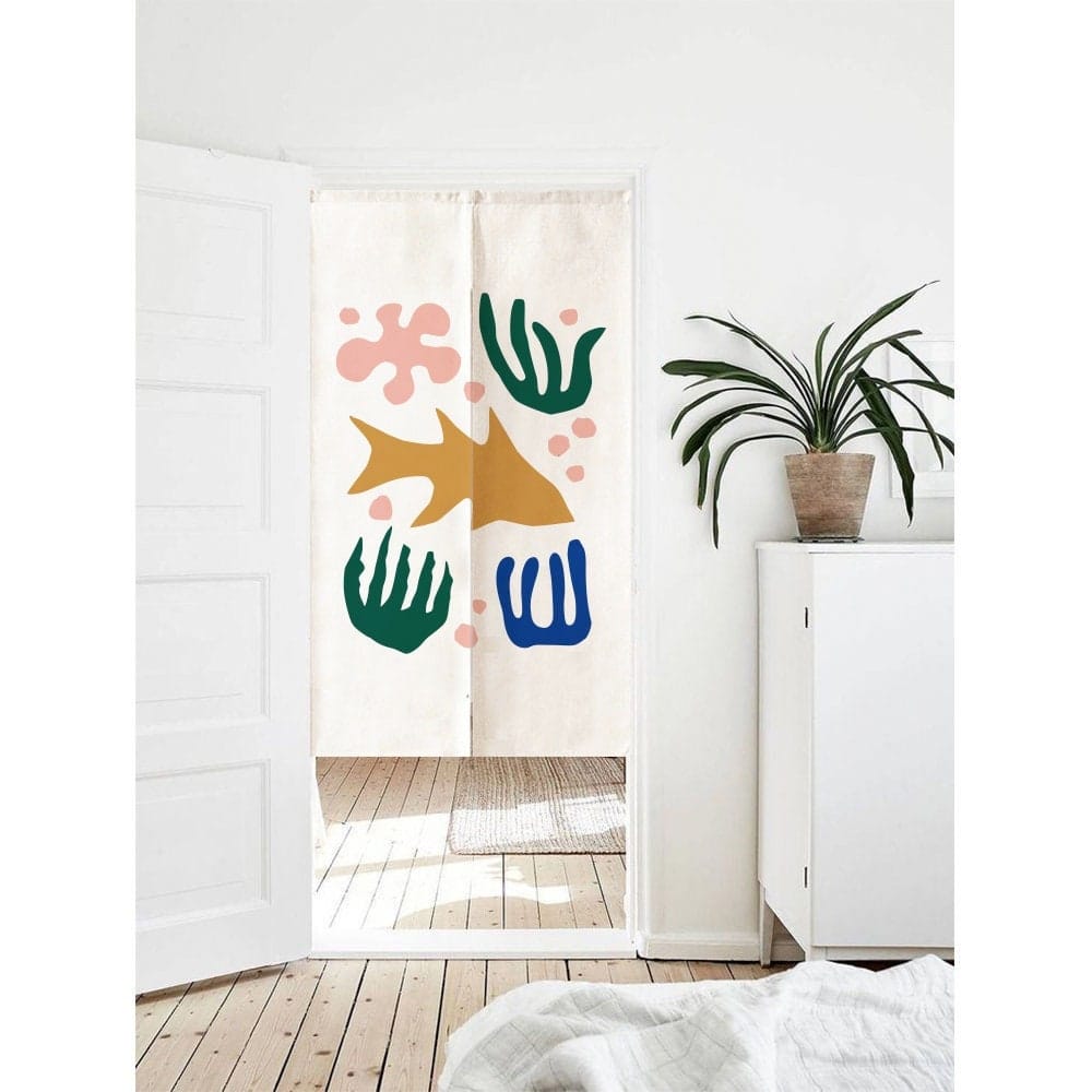 Yellow fish Doorway Entrance Curtain Noren image 0