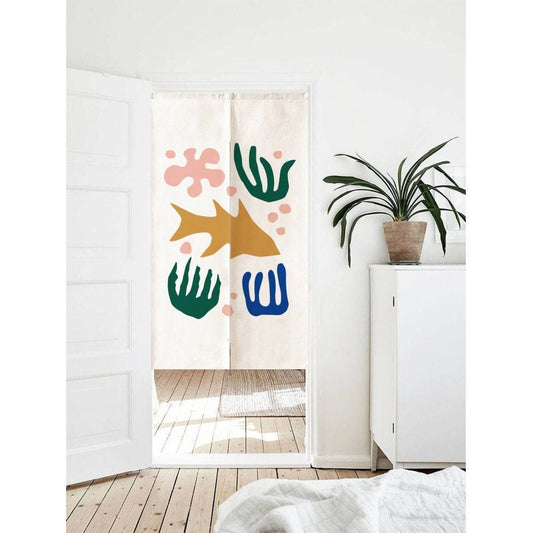 Yellow fish Doorway Entrance Curtain Noren image 0