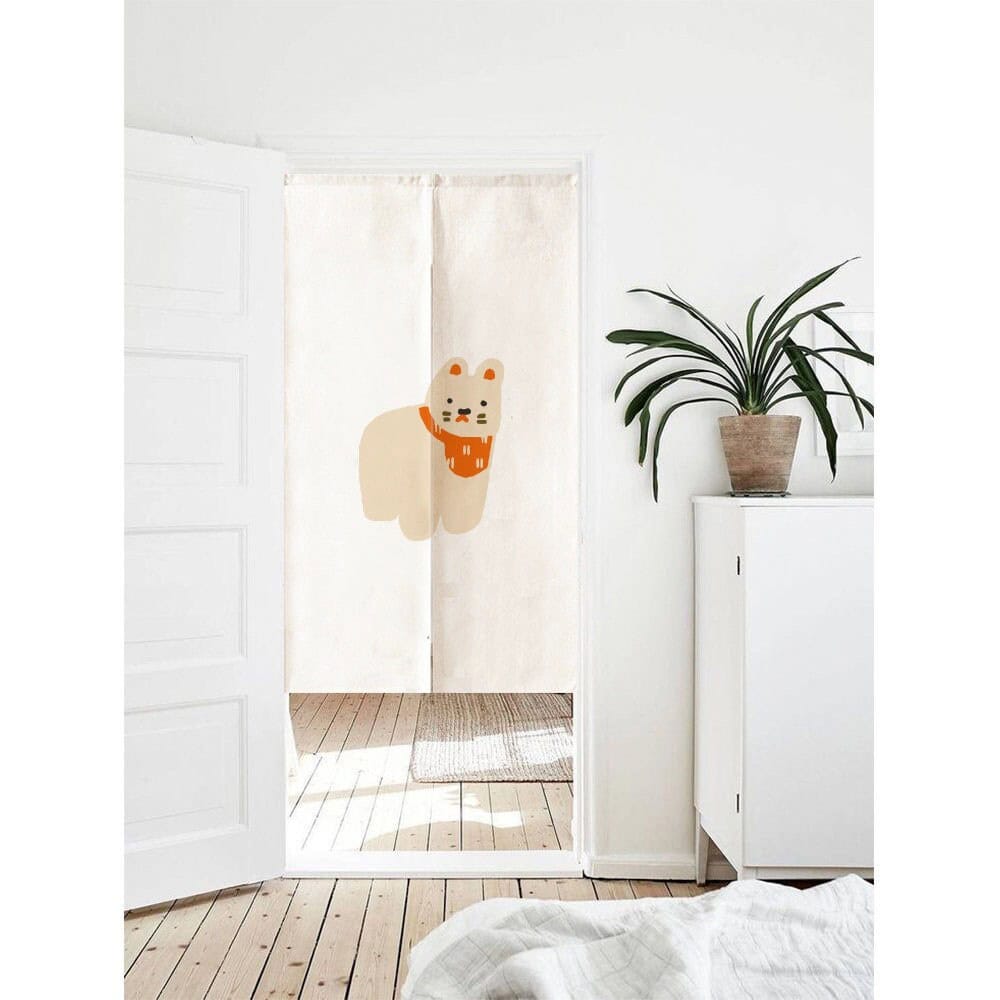 Aesthetic Hand Draw Cute Cartoon Art Print Doorway Curtain Noren image 0