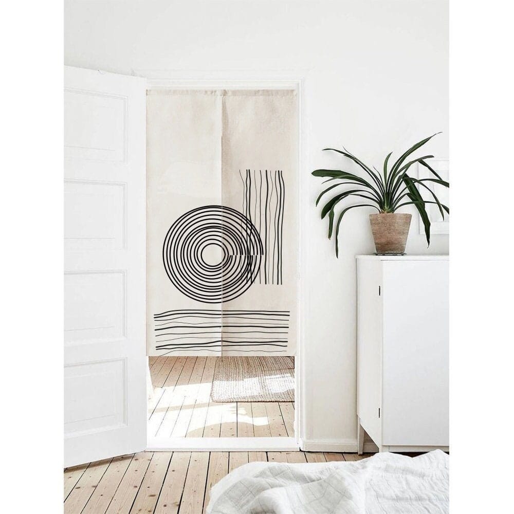Watercolour Line Black White Doorway Noren Curtain image 0