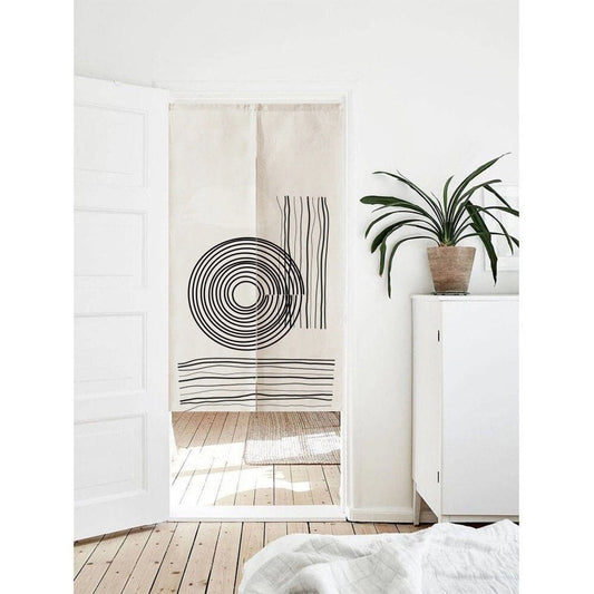 Watercolour Line Black White Doorway Noren Curtain image 0