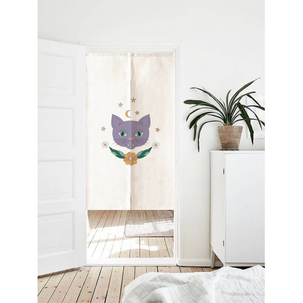 Unique Modern Animal Cat Art Print Doorway Entrance Curtain Noren image 0