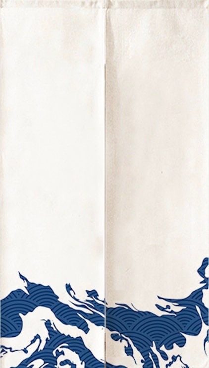 Japanese Watercolour Ocean Wave Pattern Doorway Noren Curtain image 4