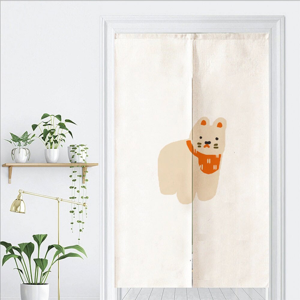 Aesthetic Hand Draw Cute Cartoon Art Print Doorway Curtain Noren image 1