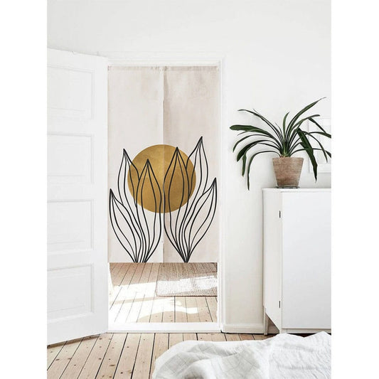 Hand Drawn Snake Plant Sketch Doorway Curtain Noren image 0