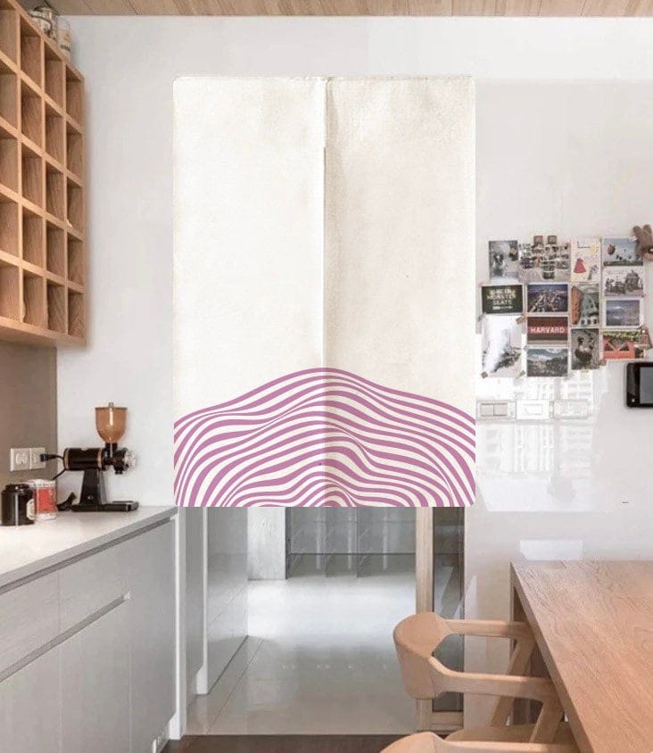 Purple Abstract Wavy Lines Art Print Doorway Curtain Noren image 1