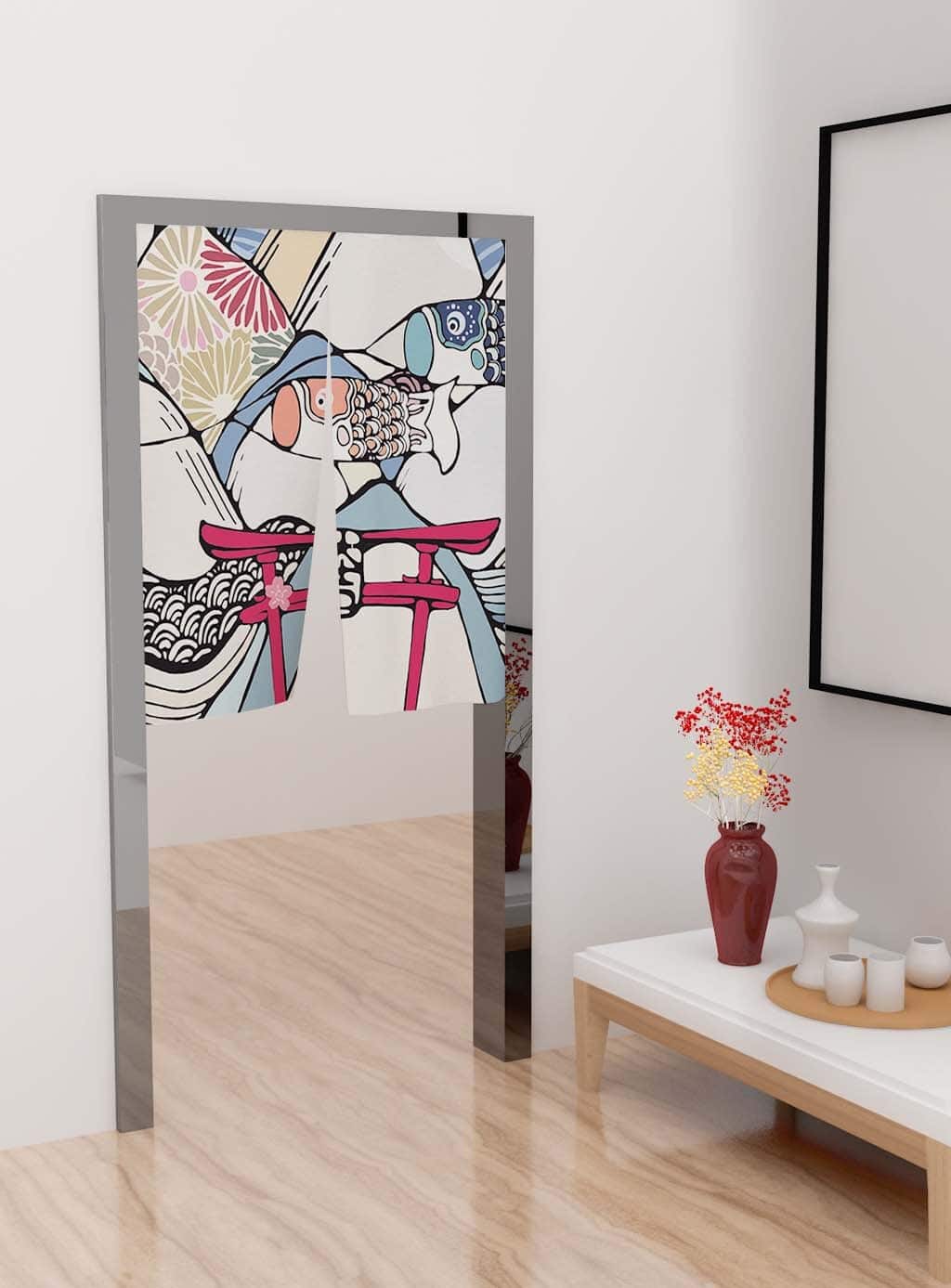 Hand Drawn Japanese Kimono Doorway Noren Curtain image 2