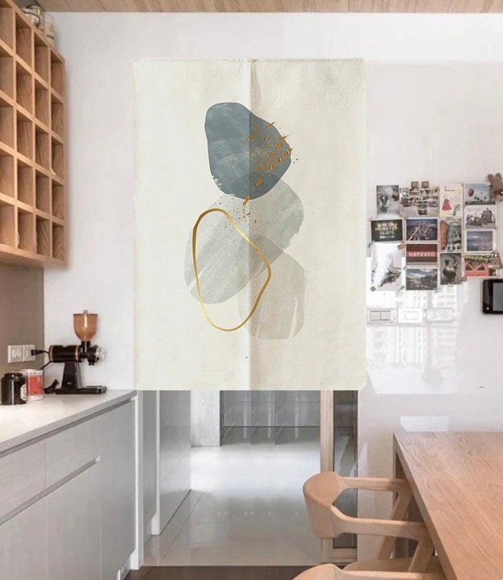 Abstract Modern Art Watercolor Shades Doorway Curtain Noren image 0
