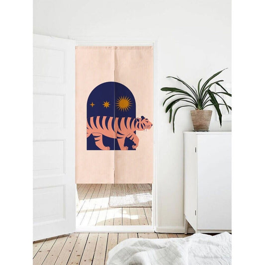 Aesthetic Walking Cheetah Wild Animal Art Print Doorway Curtain Noren image 0