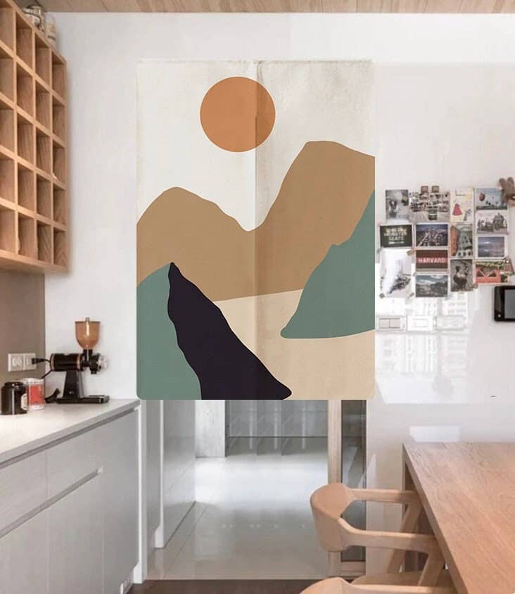 Abstract Modern Art Mountain Landscape Doorway Curtain Noren image 0