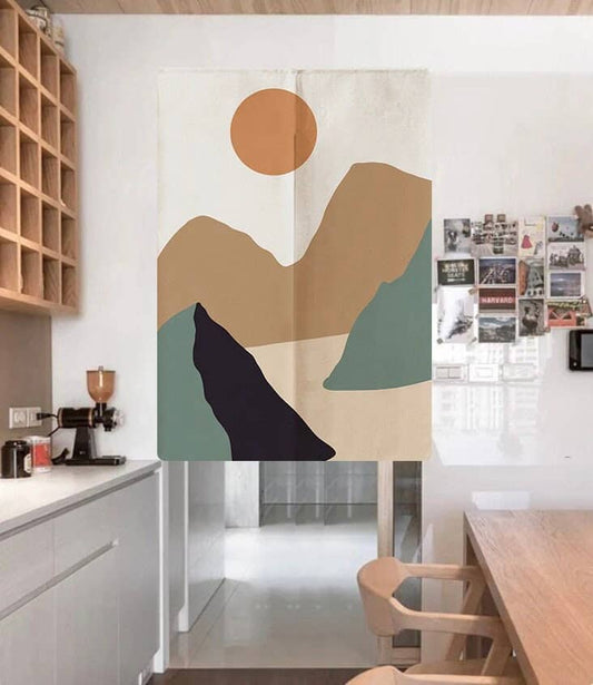 Abstract Modern Art Mountain Landscape Doorway Curtain Noren image 0