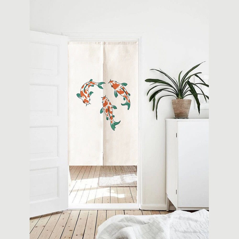 Fish Koi Art Print Doorway Curtain Noren image 0