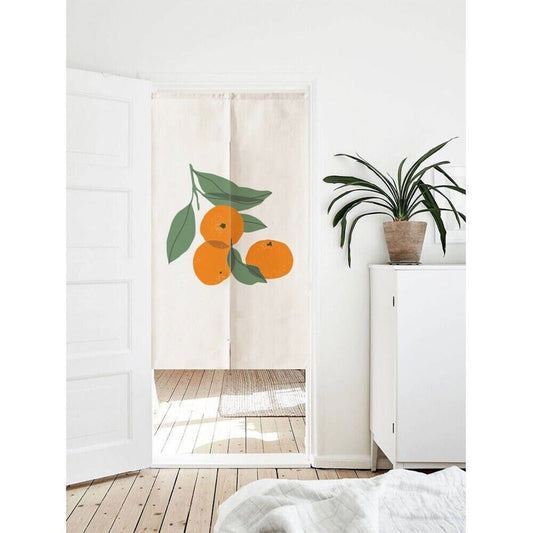 HandDrawn Orange Print Doorway Noren Curtain image 0