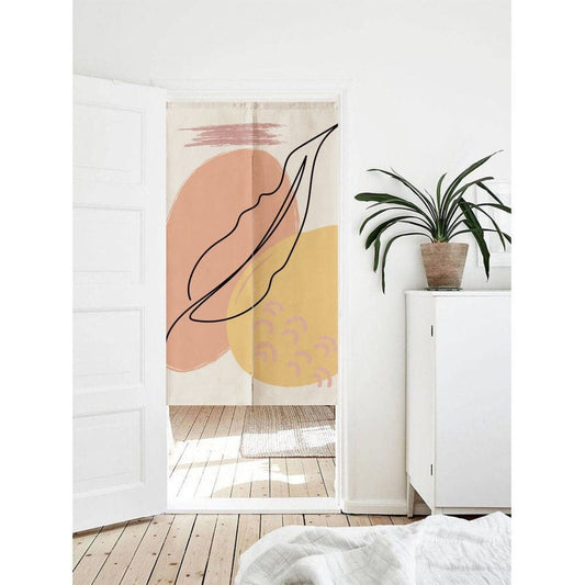 Watercolour Line Leaves Arts Doorway Noren Curtain image 0