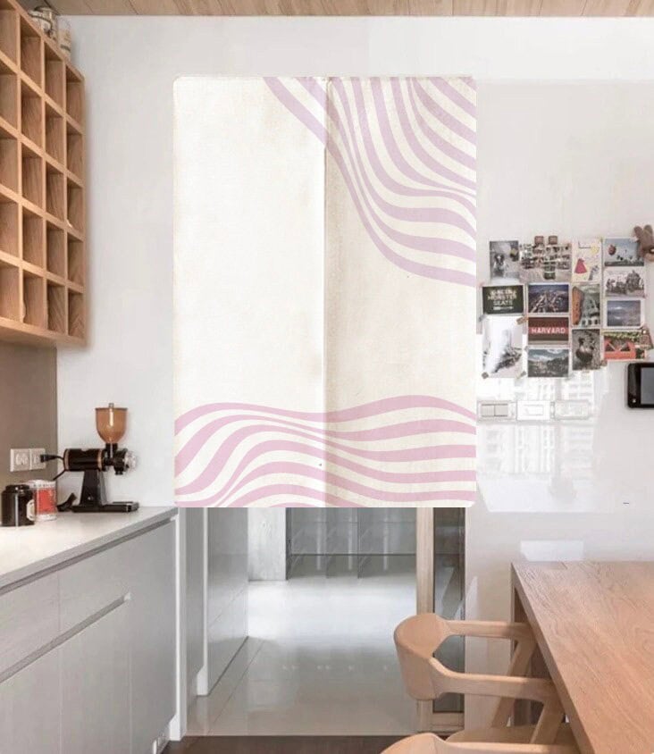 Purple Abstract Wavy Lines Art Print Doorway Curtain Noren image 1