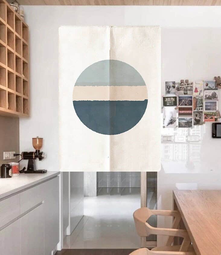 Minimalist Abstract Blue Circle Noren Doorway Curtain image 0