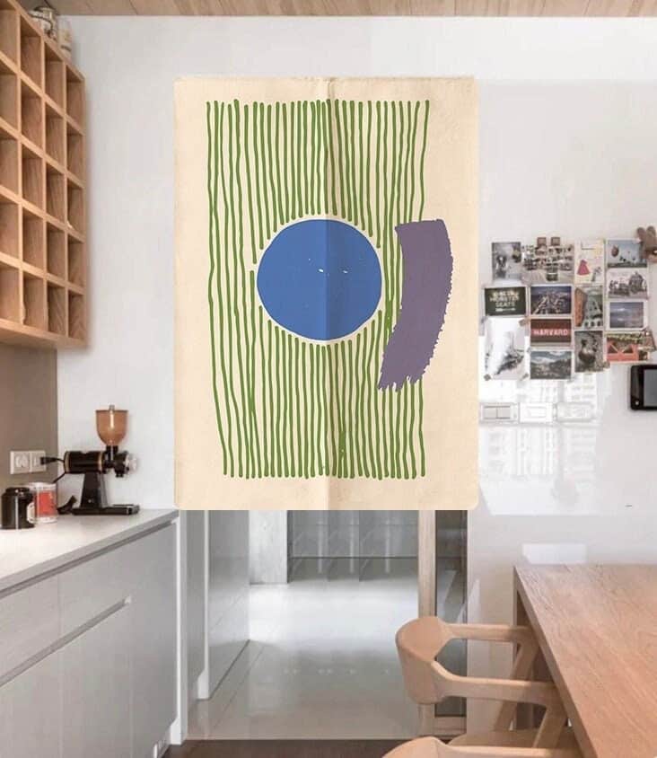 Grass-green lines Doorway Curtain Noren image 0