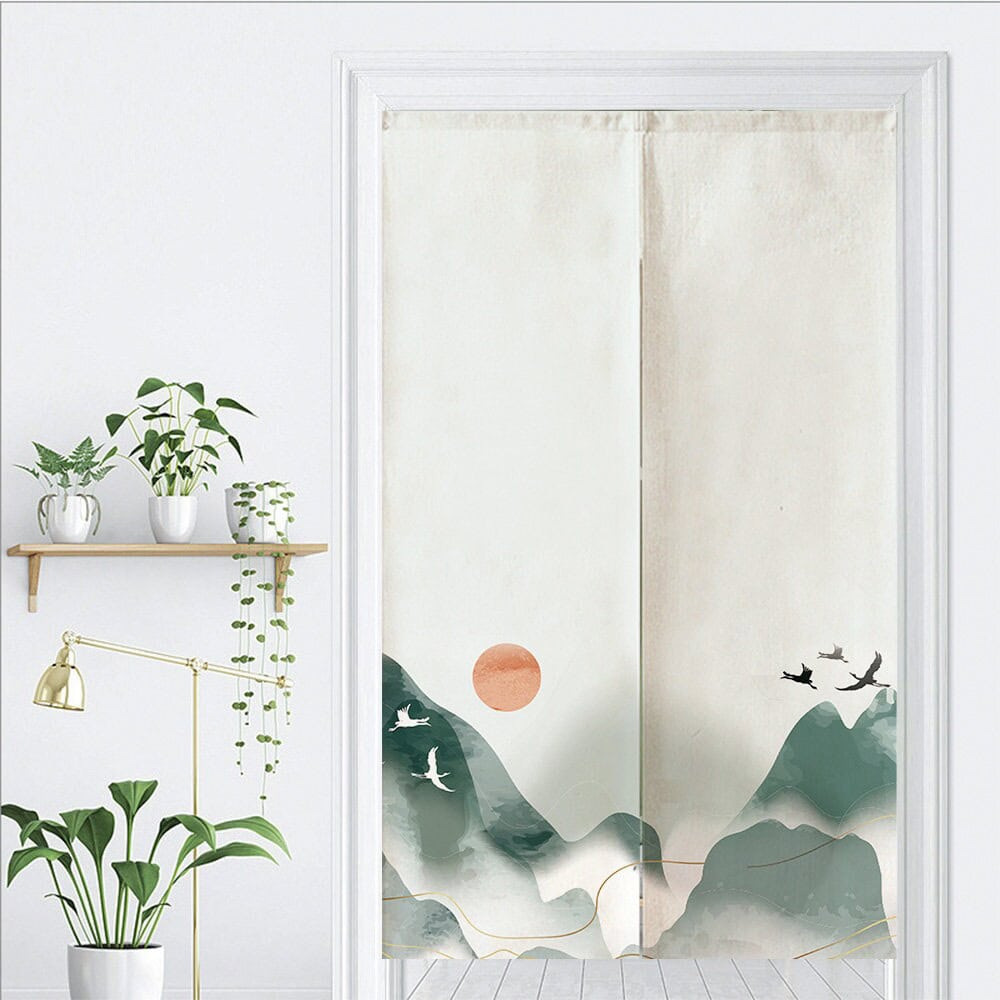 Oriental Inking Art Inspired Doorway Noren Curtain image 1