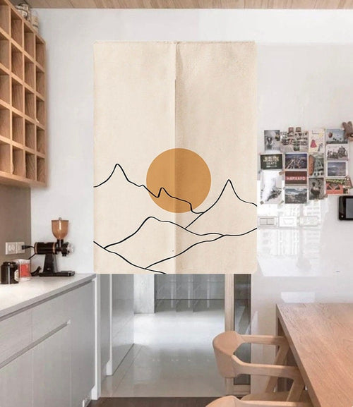 Abstract Line Art Landscape Doorway Curtain Noren image 0