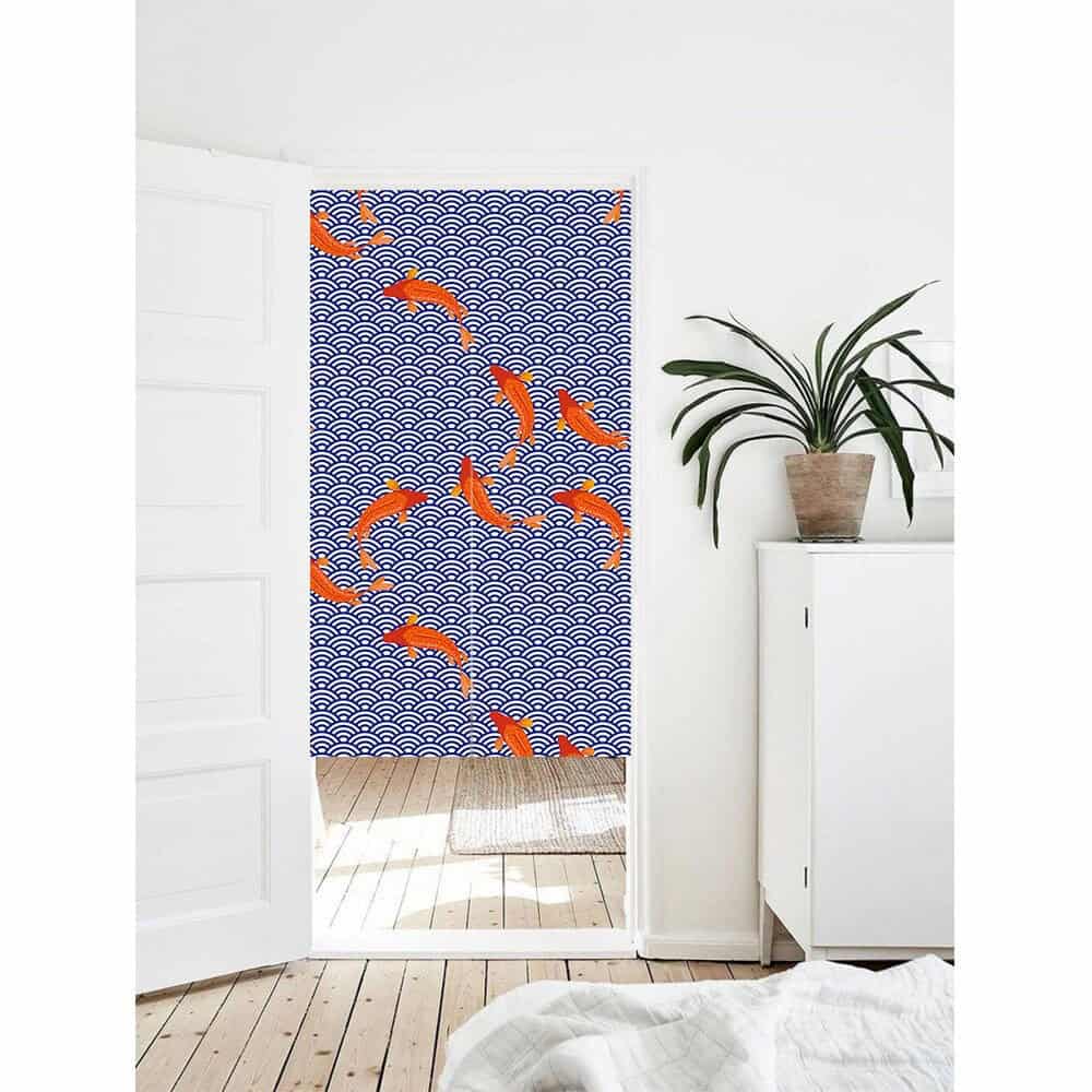 Oriental Japanese Fish Print Doorway Curtain Noren image 0