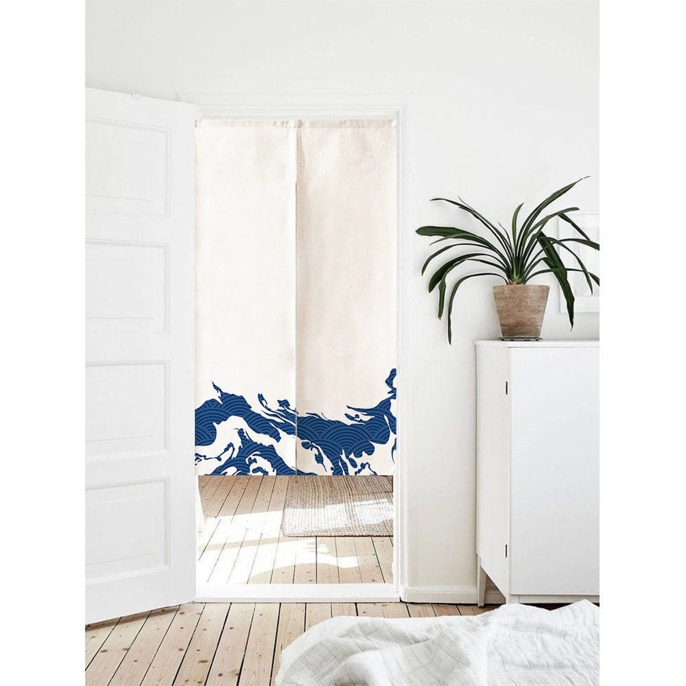 Japanese Watercolour Ocean Wave Pattern Doorway Noren Curtain image 0