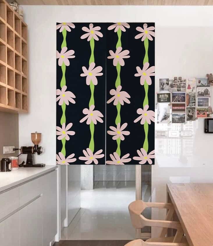 Matisse Inspired Abstract Art Illustration Doorway Entrance Curtain Noren image 0