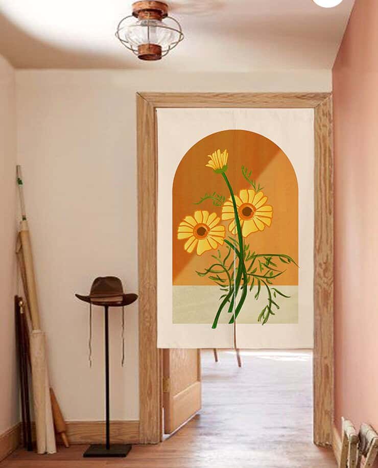 Oil Painting Sunflower Doorway Noren Curtain image 0