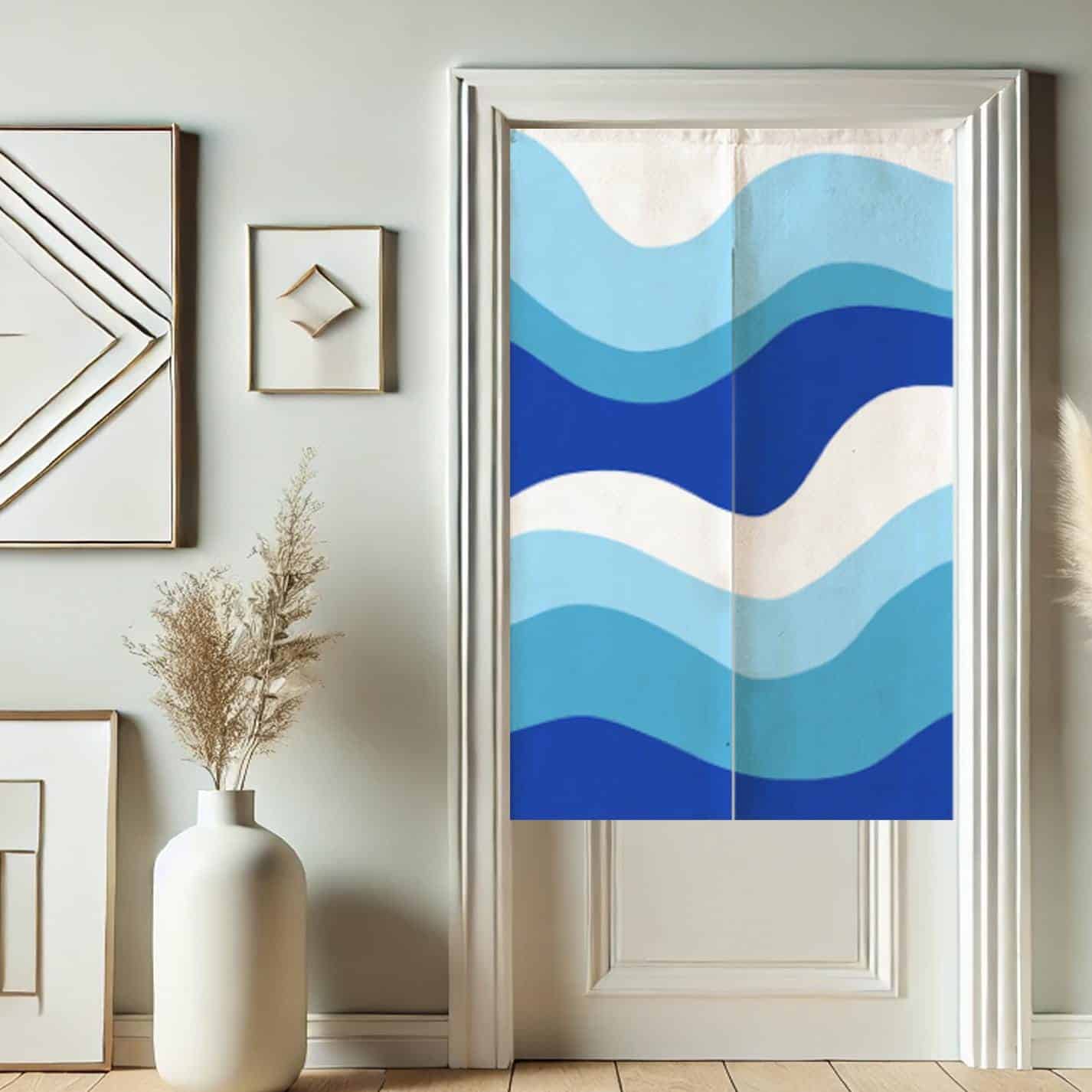 Blue Wave Noren  Doorway Curtain image 1