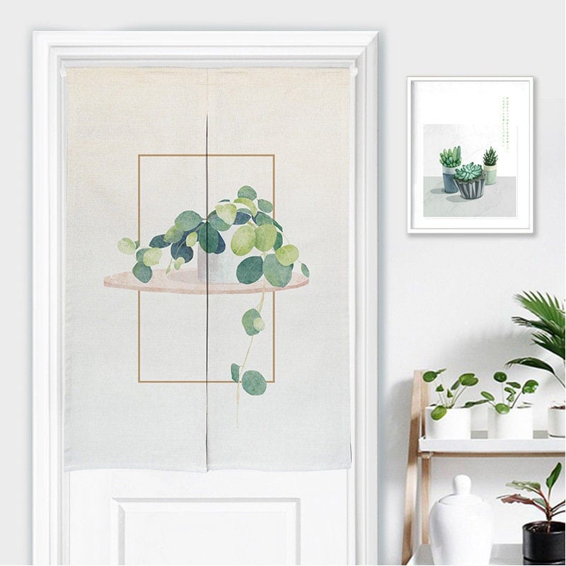 Green foliage Doorway Noren Curtain image 1