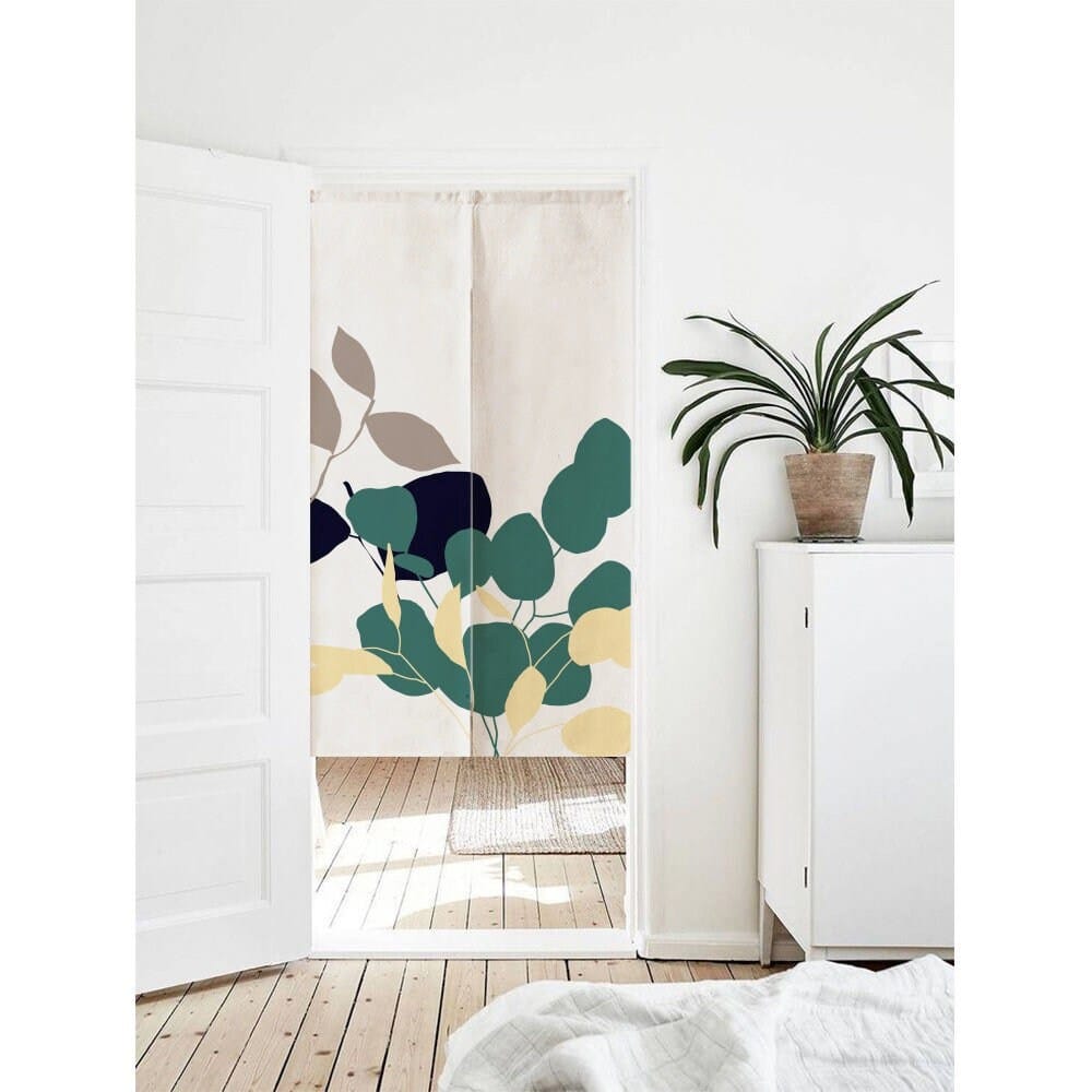 Watercolour Eucalyptus Leaves Doorway Noren Curtain image 0